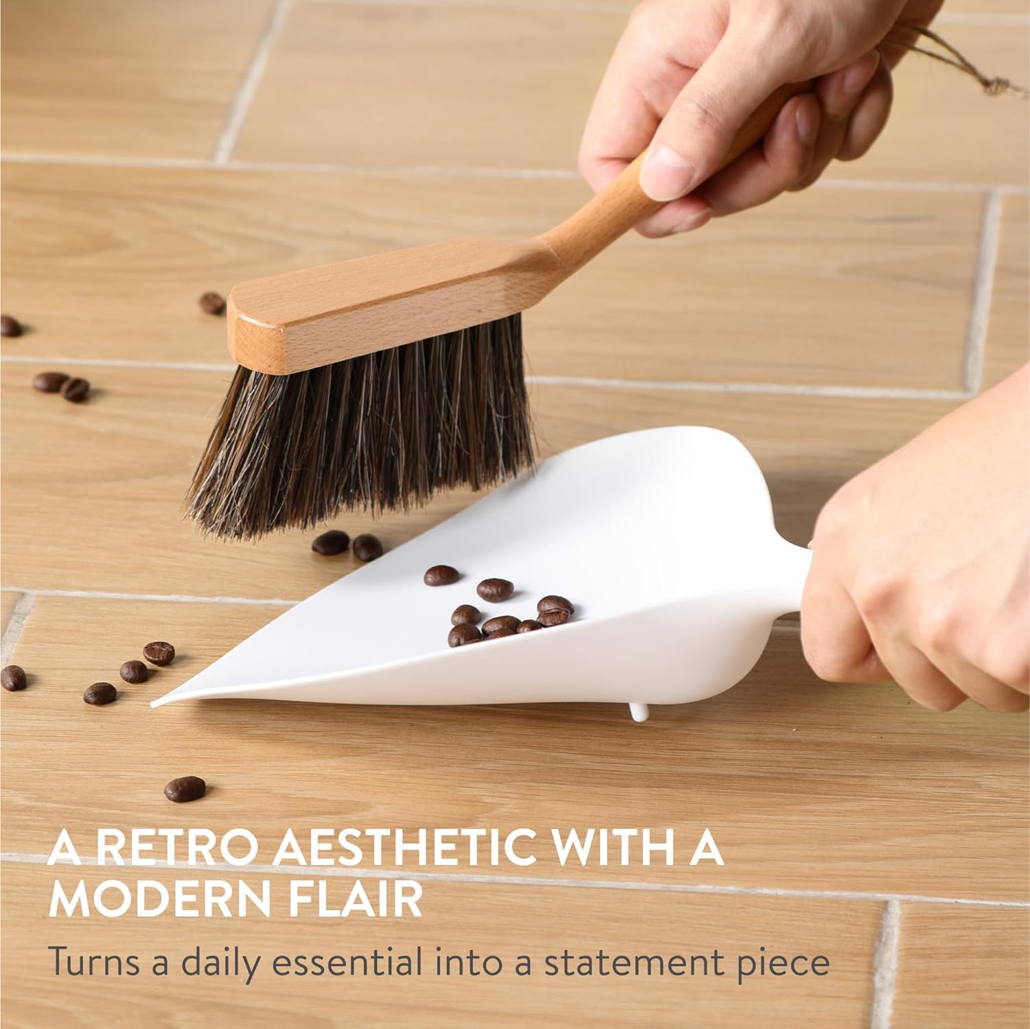 Navaris Σετ με Ξύλινη Σκούπα Χειρός με Πλαστικό Φαράσι - White / Brown - 61966.02