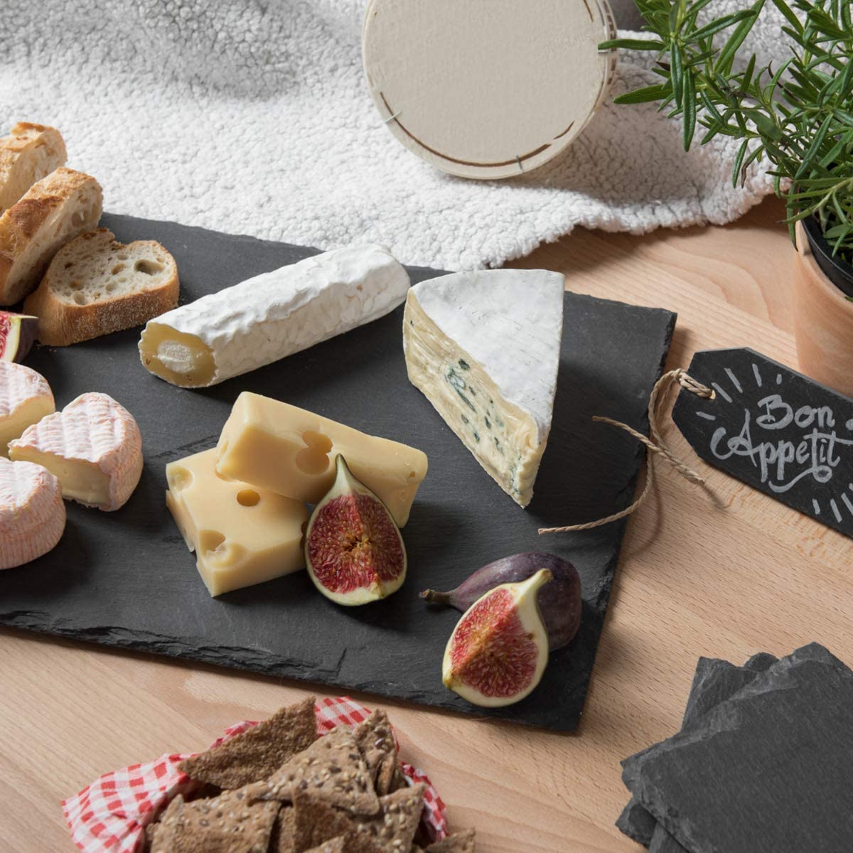 Navaris Σετ με 6 Ορθογώνιους Δίσκους Σερβιρίσματος από Σχιστόλιθο - Medium - Anthracite - 47683.06.02