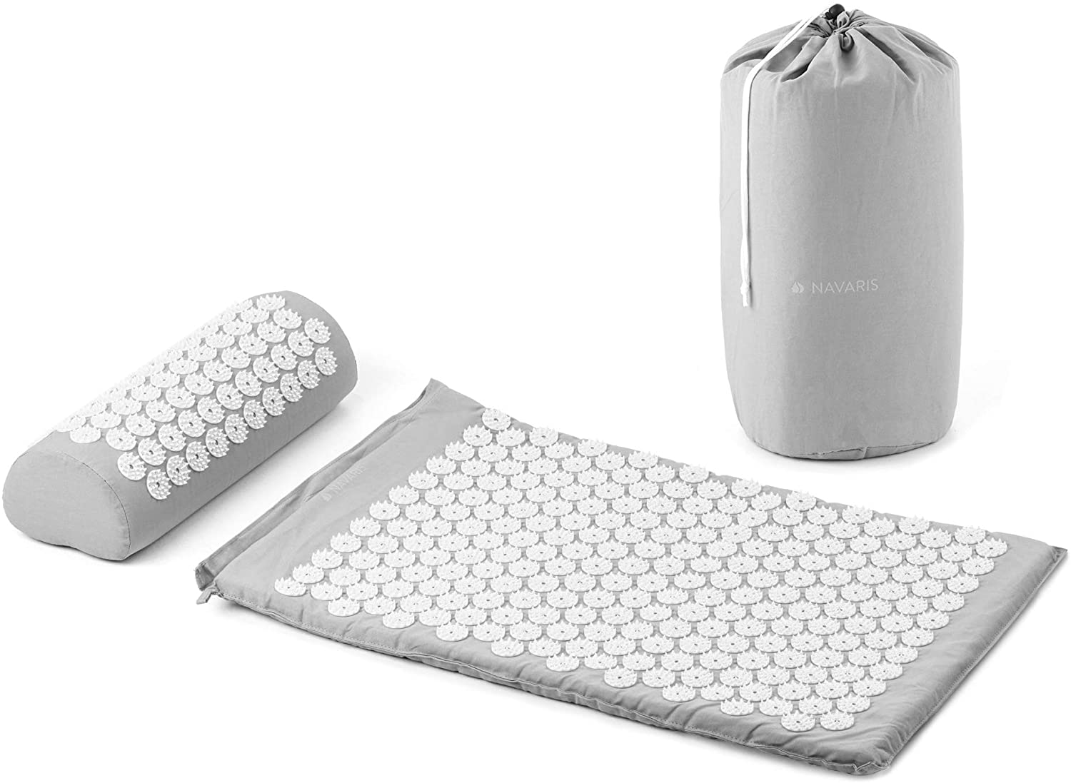 Navaris 2-in-1 Acupressure Mat and Pillow Set Σετ 2 σε 1 Χαλάκι και Μαξιλάρι Μασάζ - Grey / White - 43899.70