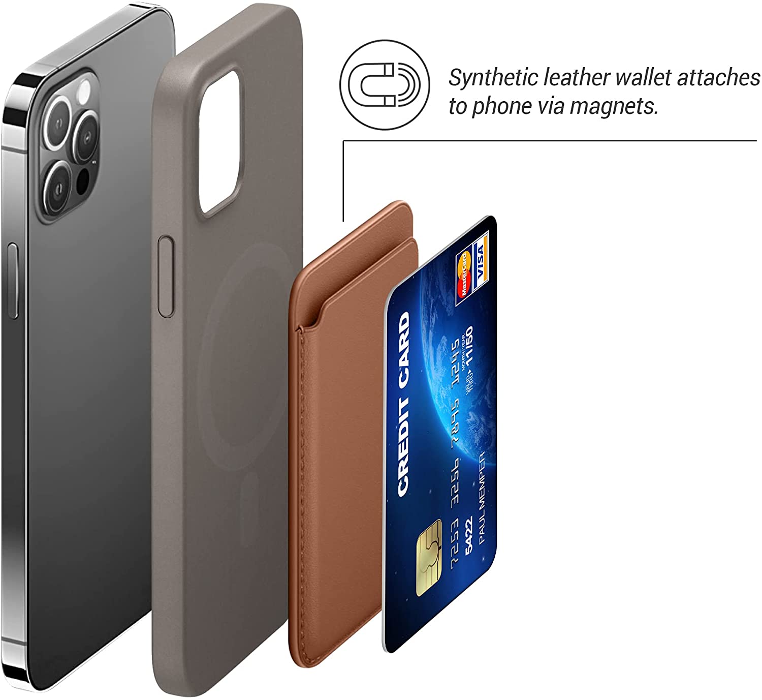 KW iPhone Θήκη από Συνθετικό Δέρμα για Πιστωτικές Κάρτες - Brown - 54606.05