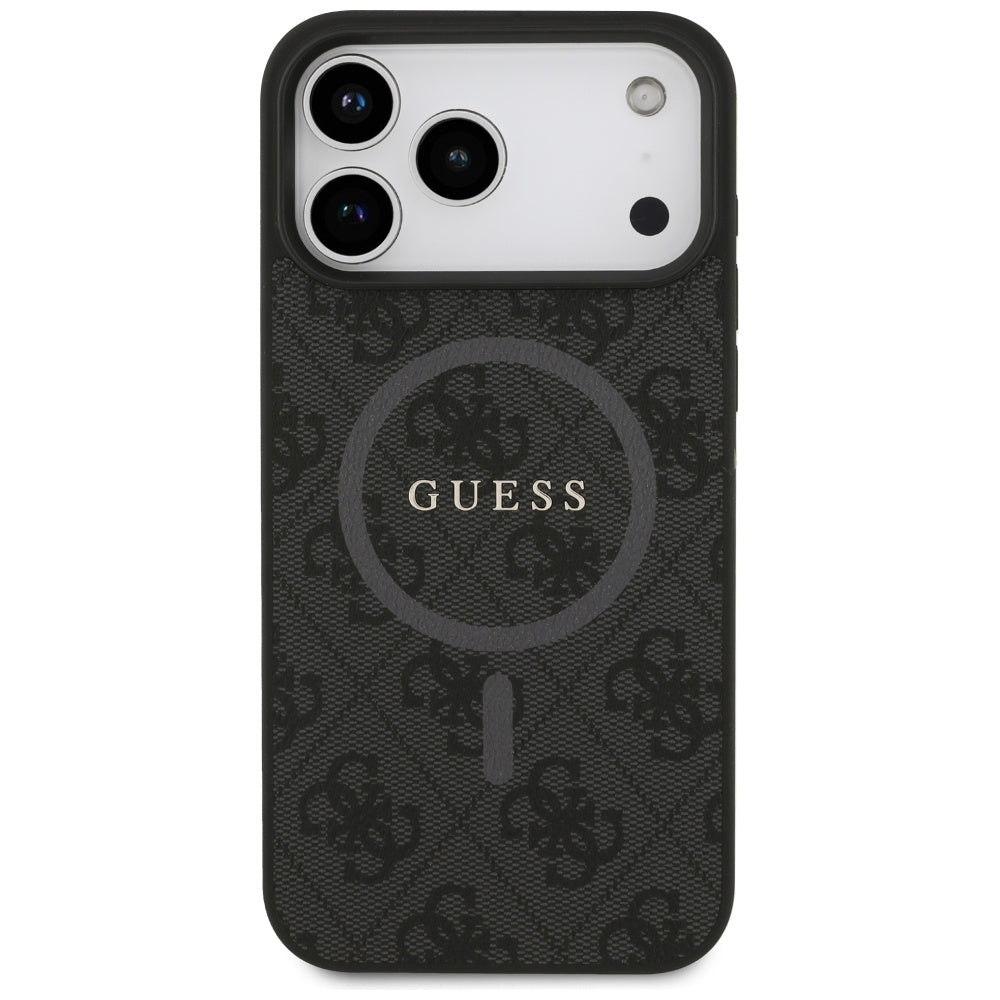 Guess iPhone 17 Pro Max - 4G Ring Classic Logo MagSafe - Σκληρή Θήκη με Πλαίσιο Σιλικόνης και Επένδυση Συνθετικού Δέρματος - Black - GUHMP17XG4GFRK