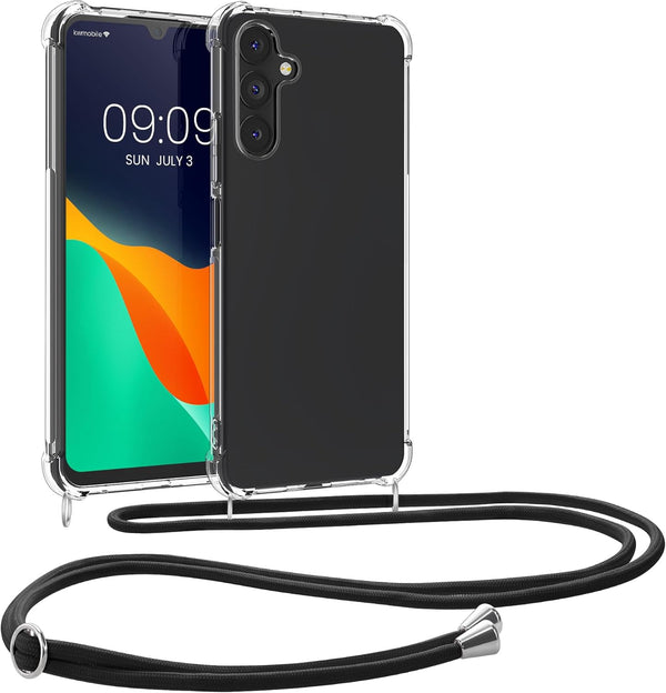 KW Samsung Galaxy A25 5G Θήκη Σιλικόνης TPU με Λουράκι - Διάφανη / Black - likebrands.gr