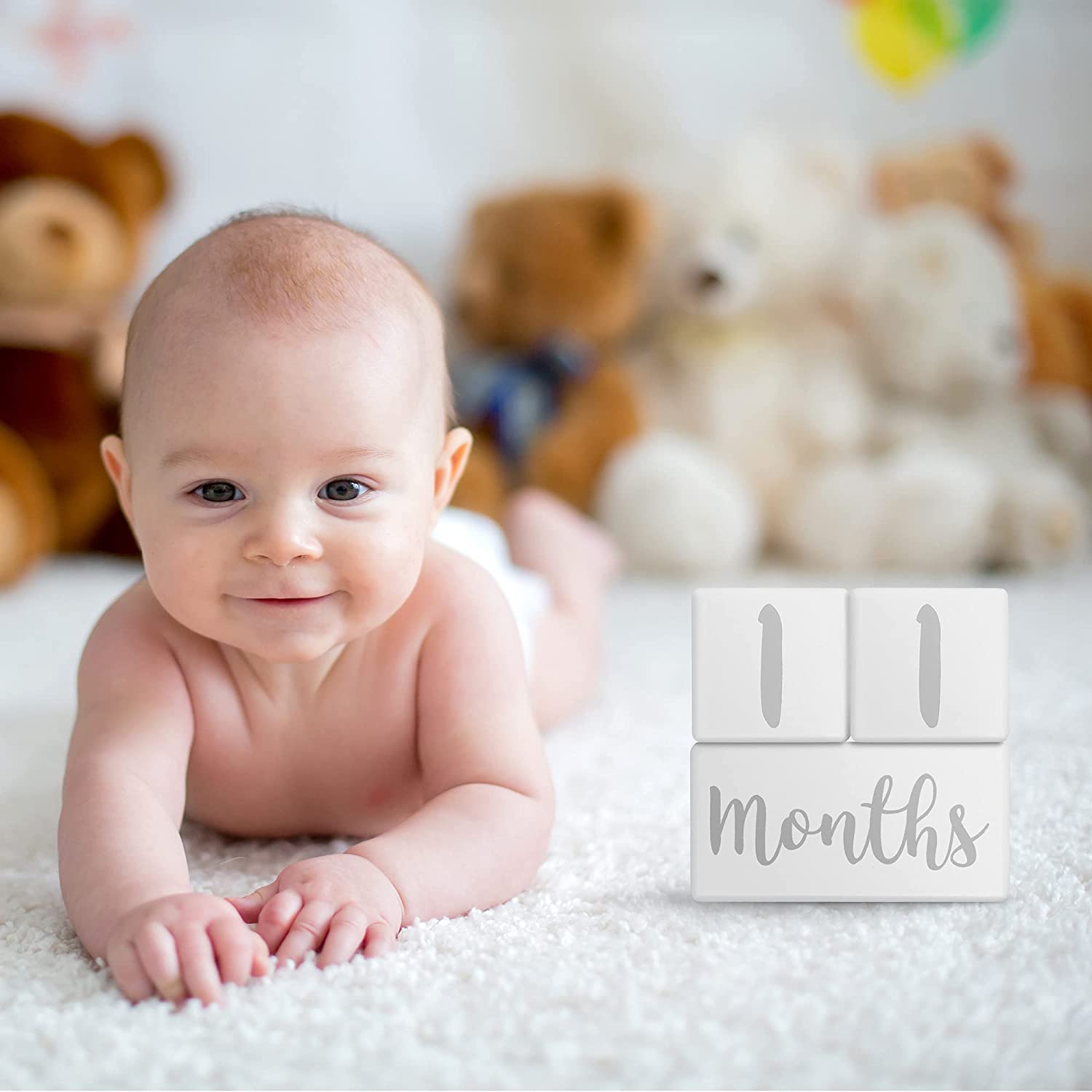 Navaris Milestone Κύβοι Μηνιαίας Φωτογράφησης Μωρού - 5 Τεμάχια - White / Grey - 52325.02