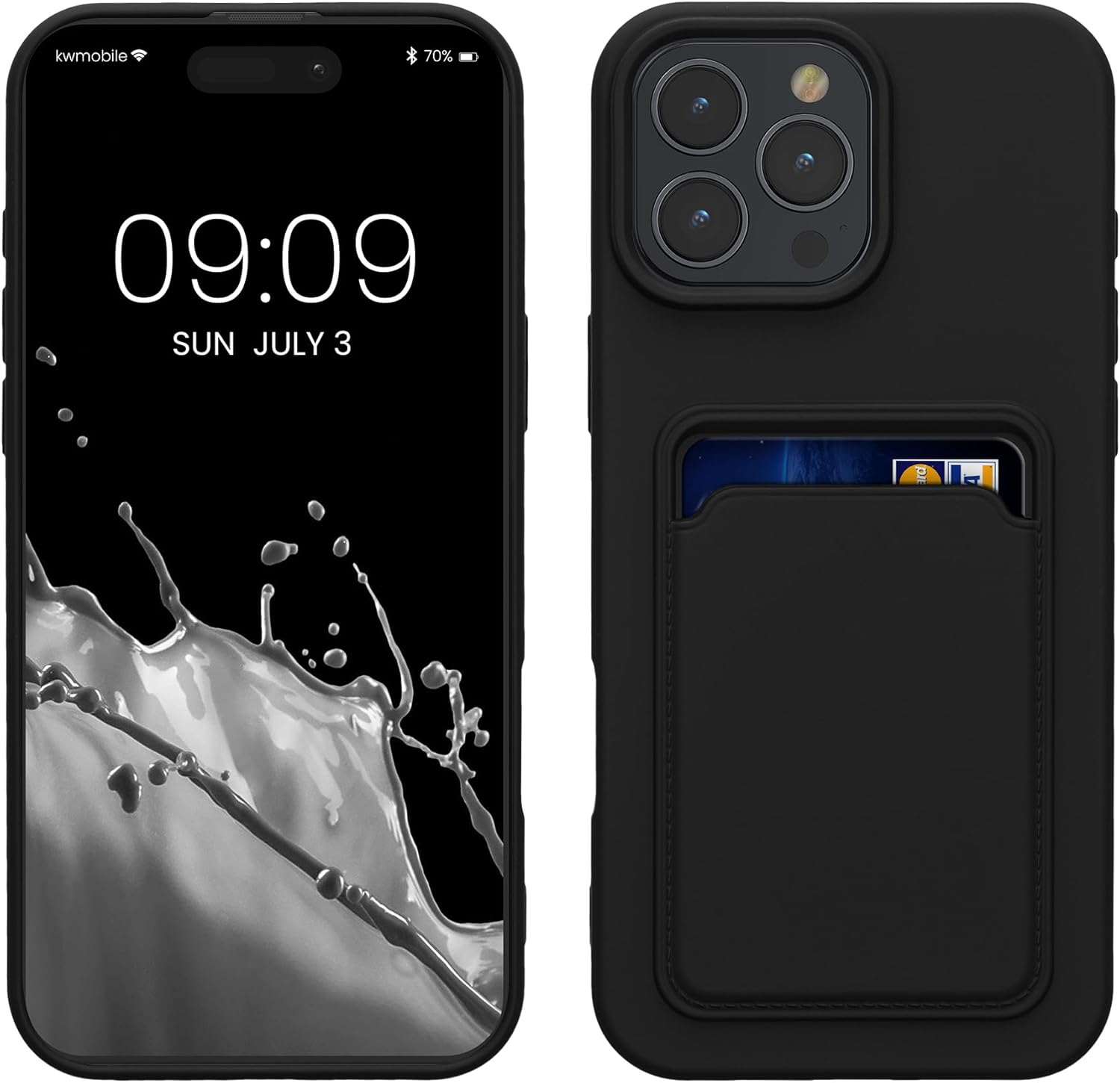 KW iPhone 16 Pro Max Θήκη Σιλικόνης TPU με Υποδοχή για Κάρτα - Black