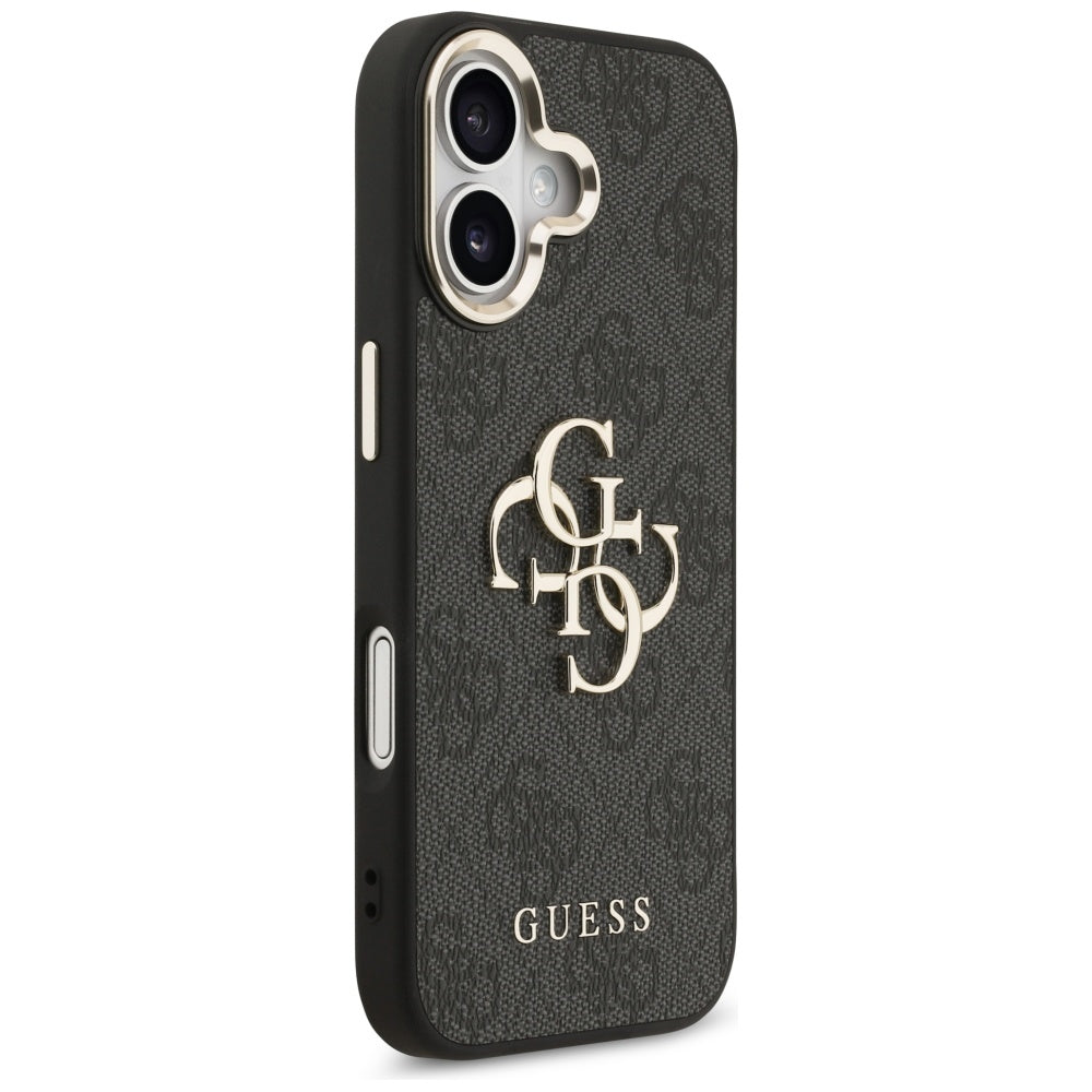 Guess iPhone 17 - 4G Big 4G Classic Logo - Σκληρή Θήκη με Πλαίσιο Σιλικόνης και Επένδυση από Οικολογικό Δέρμα - Black / Gold - GUHCP17S4GMGCGR