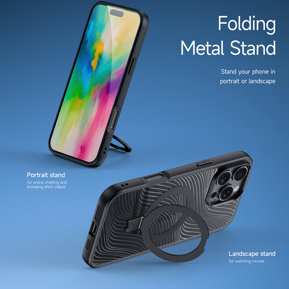 Dux Ducis iPhone 16 Pro Max Aimo MagSafe Magnetic Stand Σκληρή Θήκη με Πλαίσιο Σιλικόνης και MagSafe - Black