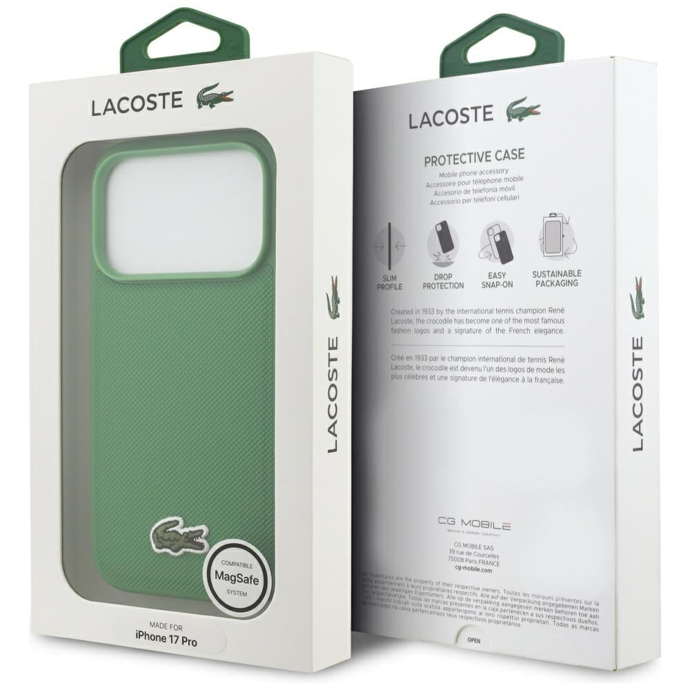 Lacoste iPhone 17 Pro - Iconic Petit Pique Woven Logo MagSafe - Σκληρή Θήκη με Πλαίσιο Σιλικόνης - Green