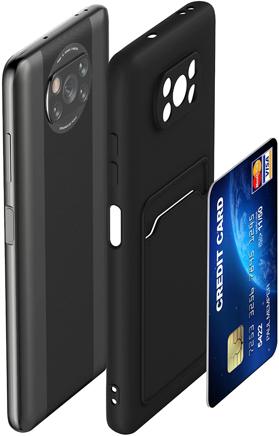 KW Xiaomi Poco X3 NFC / X3 Pro Θήκη Σιλικόνης TPU με Υποδοχή για Κάρτα - Matte Black - 56050.47