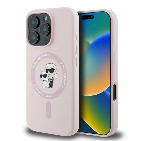 Karl Lagerfeld iPhone 16 Plus - Silicone KC Heads Ring MagSafe - Θήκη Σιλικόνης με MagSafe - Pink - KLHMP16MSCMKCRHP