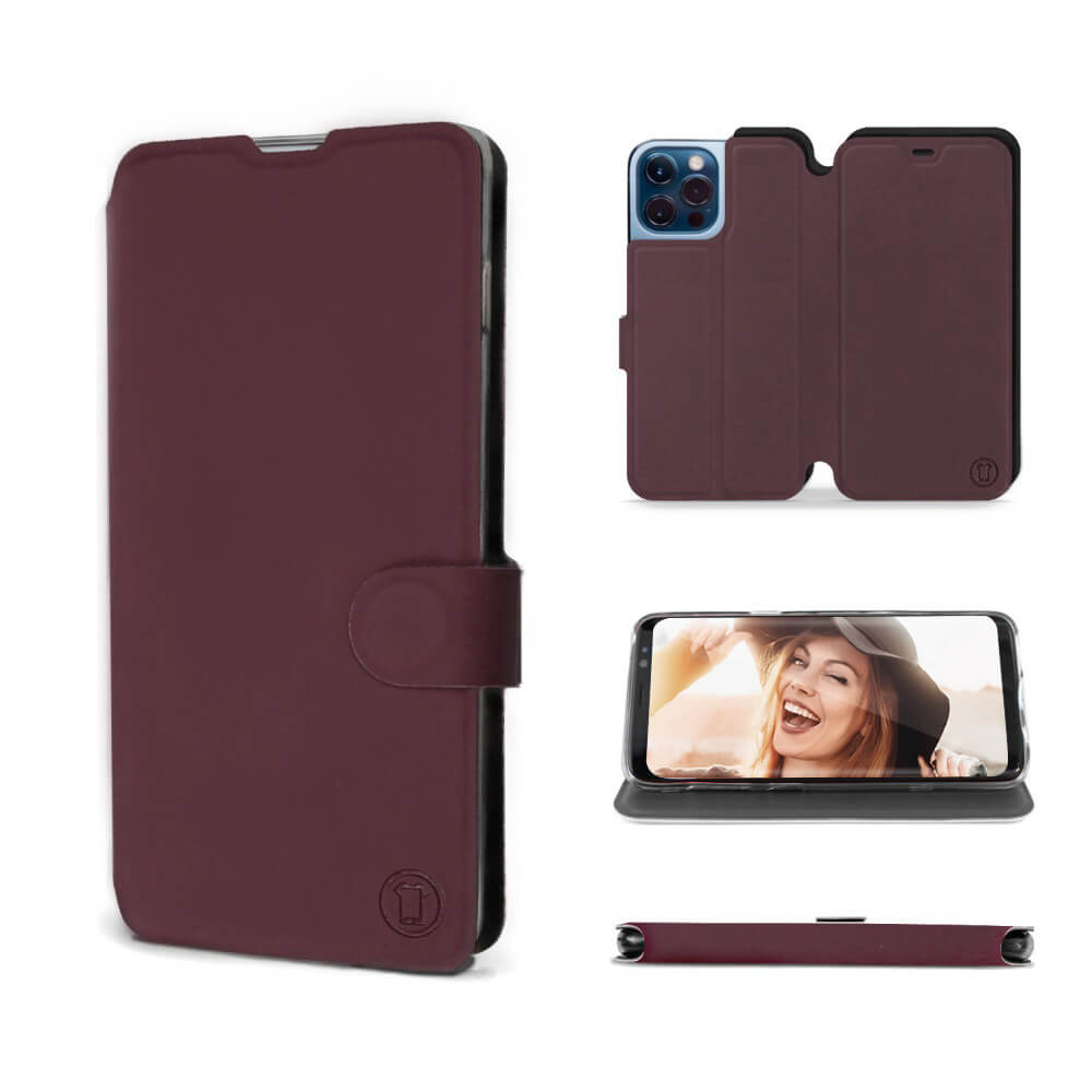 Mobiwear iPhone 13 Pro Max Θήκη Βιβλίο Slim Flip - Μπορντό - S_BUB