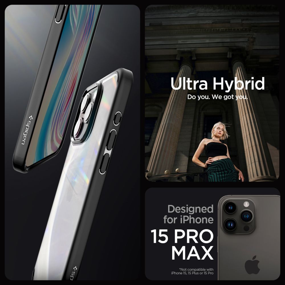 Spigen iPhone 15 Pro Max Ultra Hybrid Σκληρή Θήκη με Πλαίσιο Σιλικόνης - Matte Black