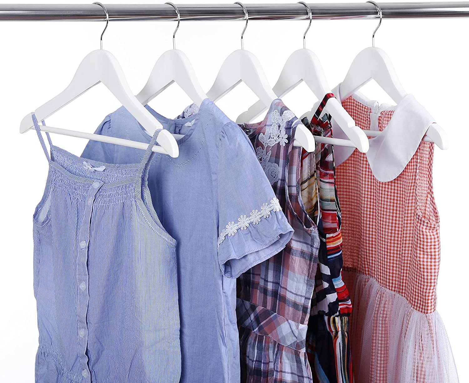 Songmics Σετ με 20 Παιδικές Ξύλινες Κρεμάστρες Ρούχων - White - CRW06W-20