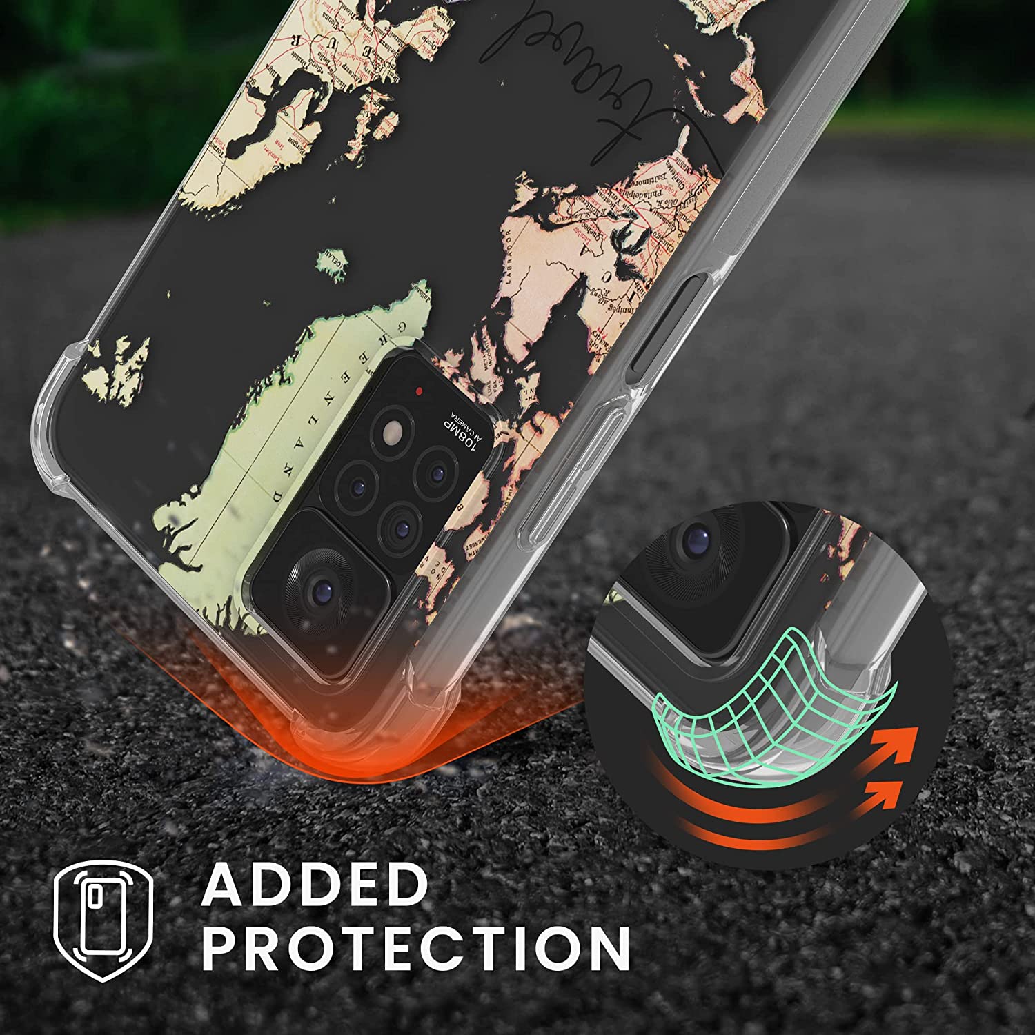 KW Xiaomi Redmi Note 11 Pro / Note 11 Pro 5G Θήκη Σιλικόνης TPU με Λουράκι Design Travel - Multicolor / Διάφανη - 58419.02