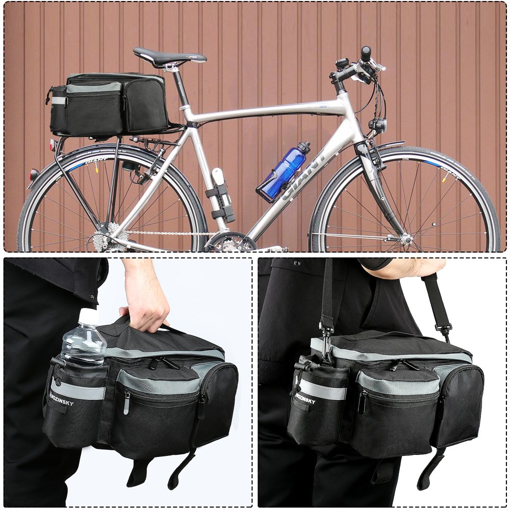 Wozinsky Bicycle Bike Pannier Bag - Τσάντα Αποθήκευσης για Σχάρα Ποδηλάτου με Λουράκι Ώμου 6L - Black - WBB3BK