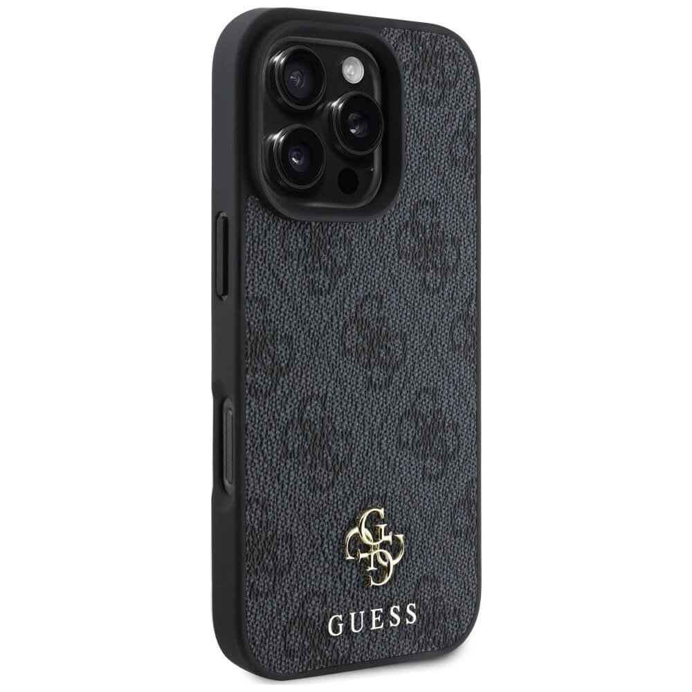 Guess iPhone 16 Pro Max - HC PU 4G Small 4G and Classic - MagSafe Σκληρή Θήκη με Επένδυση από Οικολογικό Δέρμα - Black - GUHMP16XP4SM4MK