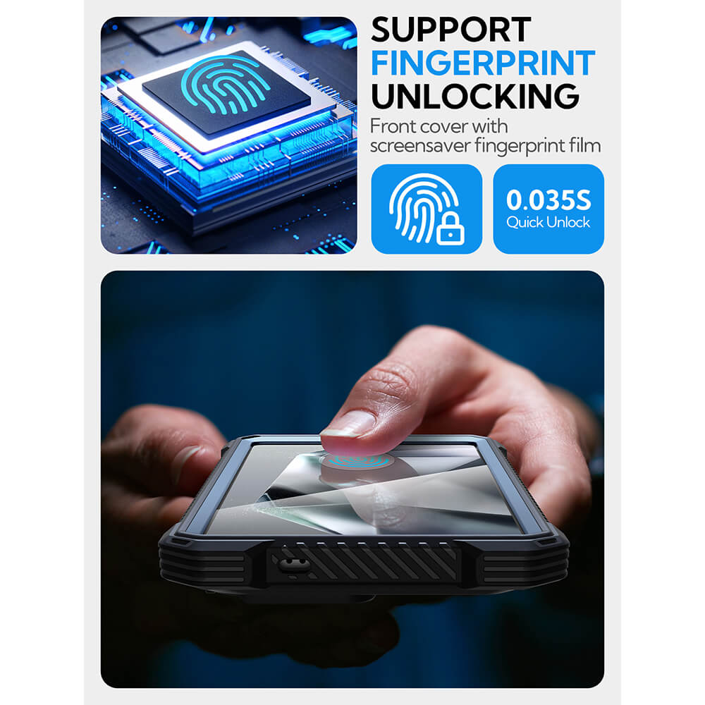 Supcase Samsung Galaxy S25 Ultra Armorbox Magsafe Σκληρή Θήκη με Προστασία Οθόνης και Κάλυμμα Κάμερας / Stand - Metallic Blue