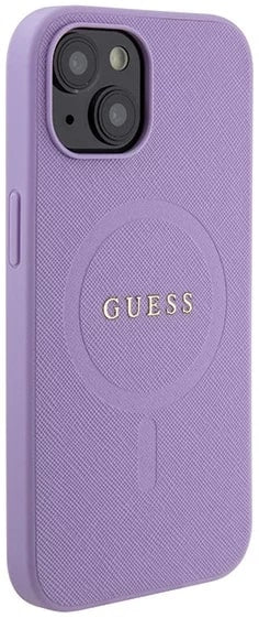 Guess iPhone 15 Plus Saffiano MagSafe Σκληρή Θήκη με Πλαίσιο Σιλικόνης και MagSafe - Purple - GUHMP15MPSAHMCU