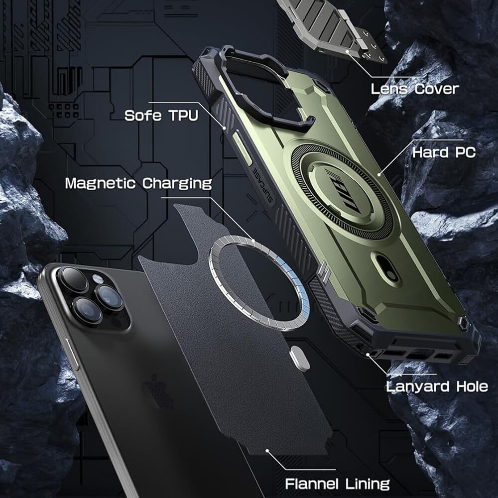 Supcase iPhone 15 Pro Max - Unicorn Beetle XT MagSafe - Σκληρή Θήκη με Προστασία Κάμερας / Stand - Guldan