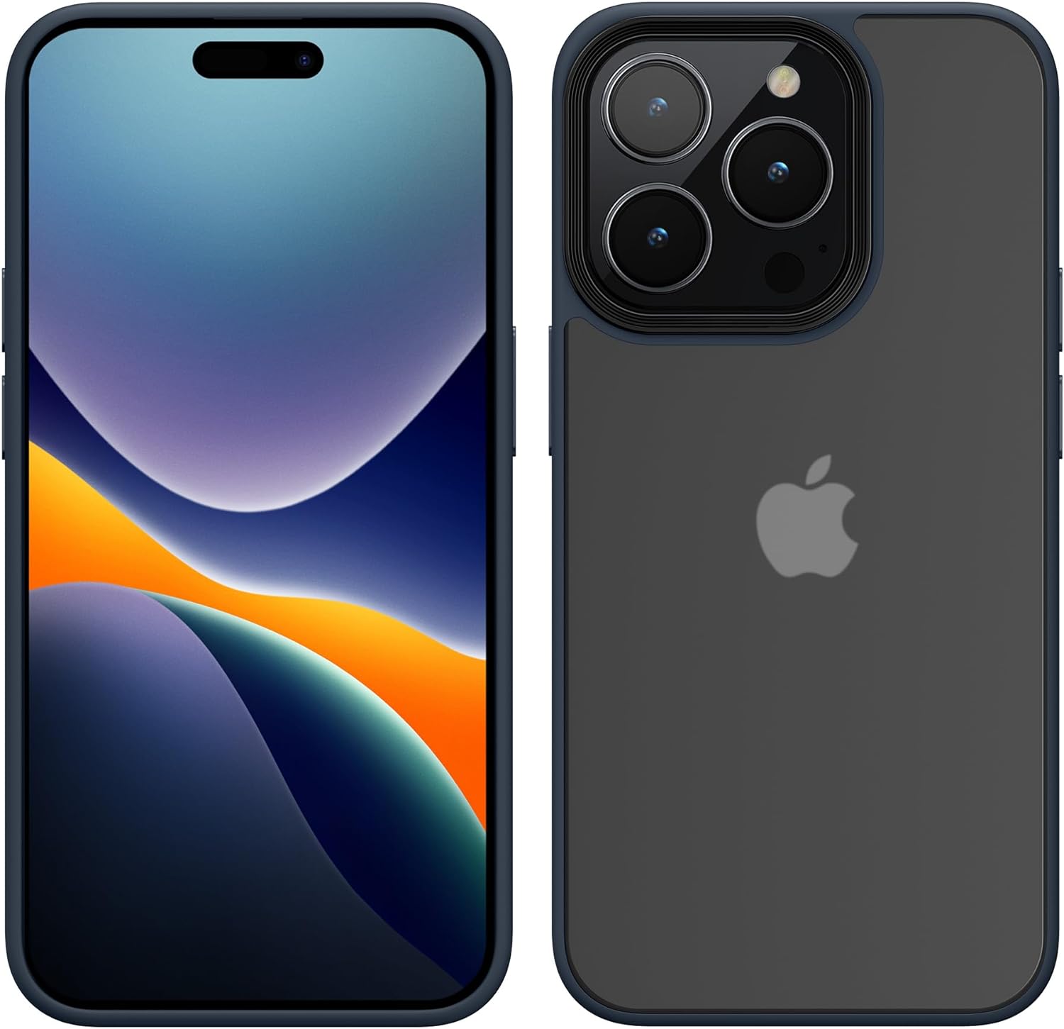 KW iPhone 15 Pro Shockproof Σκληρή Θήκη με Πλαίσιο Σιλικόνης - Dark Blue / Matte Ημιδιάφανη - 61963.17
