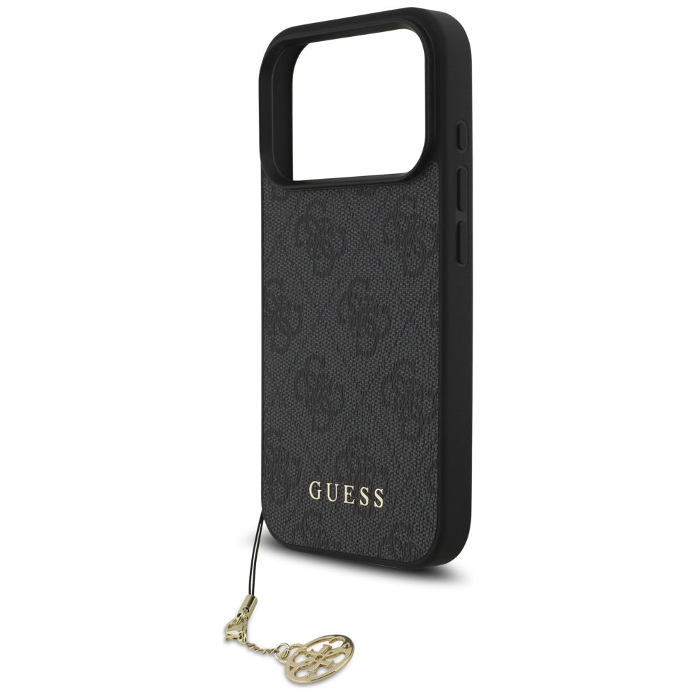 Guess iPhone 17 Pro - 4G Charms Collection MagSafe - Θήκη με Επένδυση Συνθετικού Δέρματος - Black - GUHMP17LGF4GCK