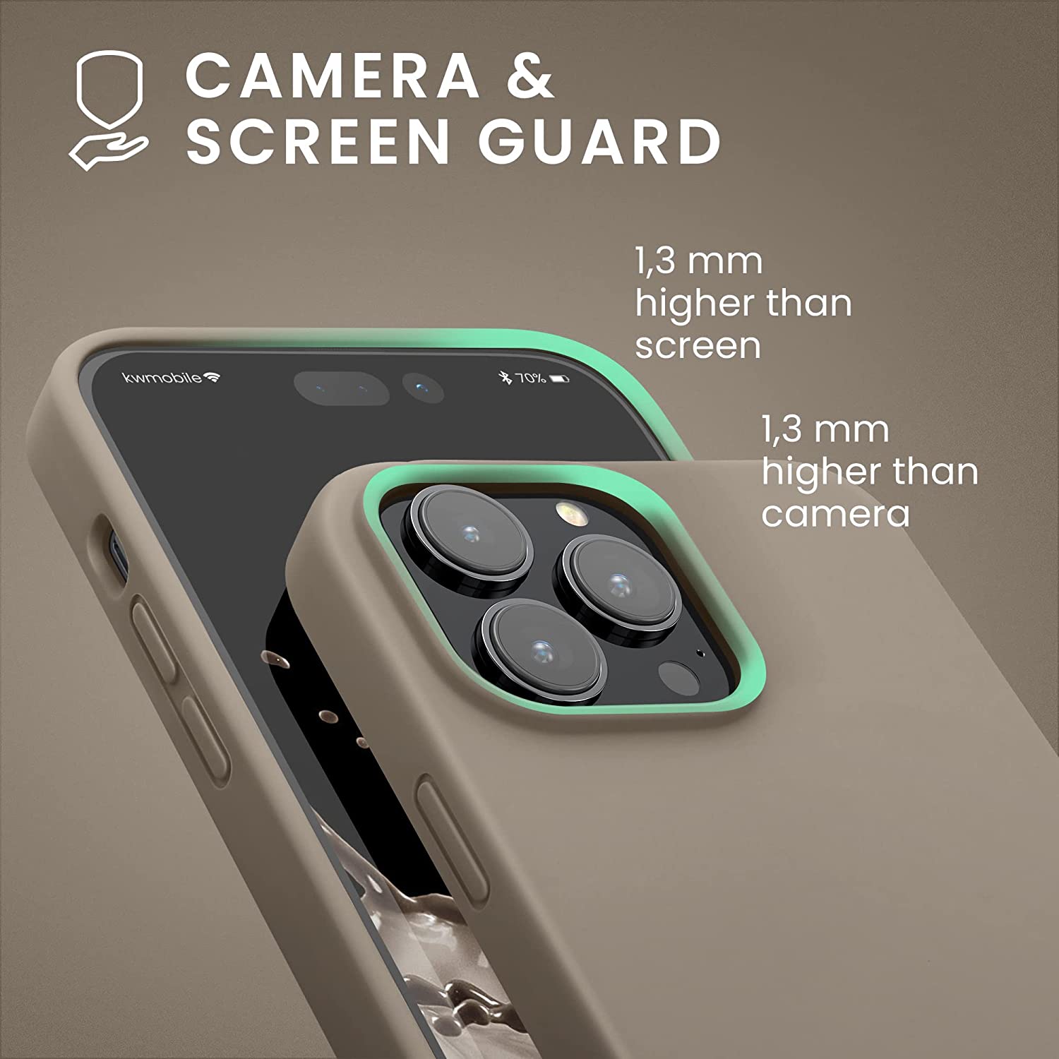 KW iPhone 14 Pro Max Θήκη Σιλικόνης Rubberized TPU - Stone Dust - 59074.155