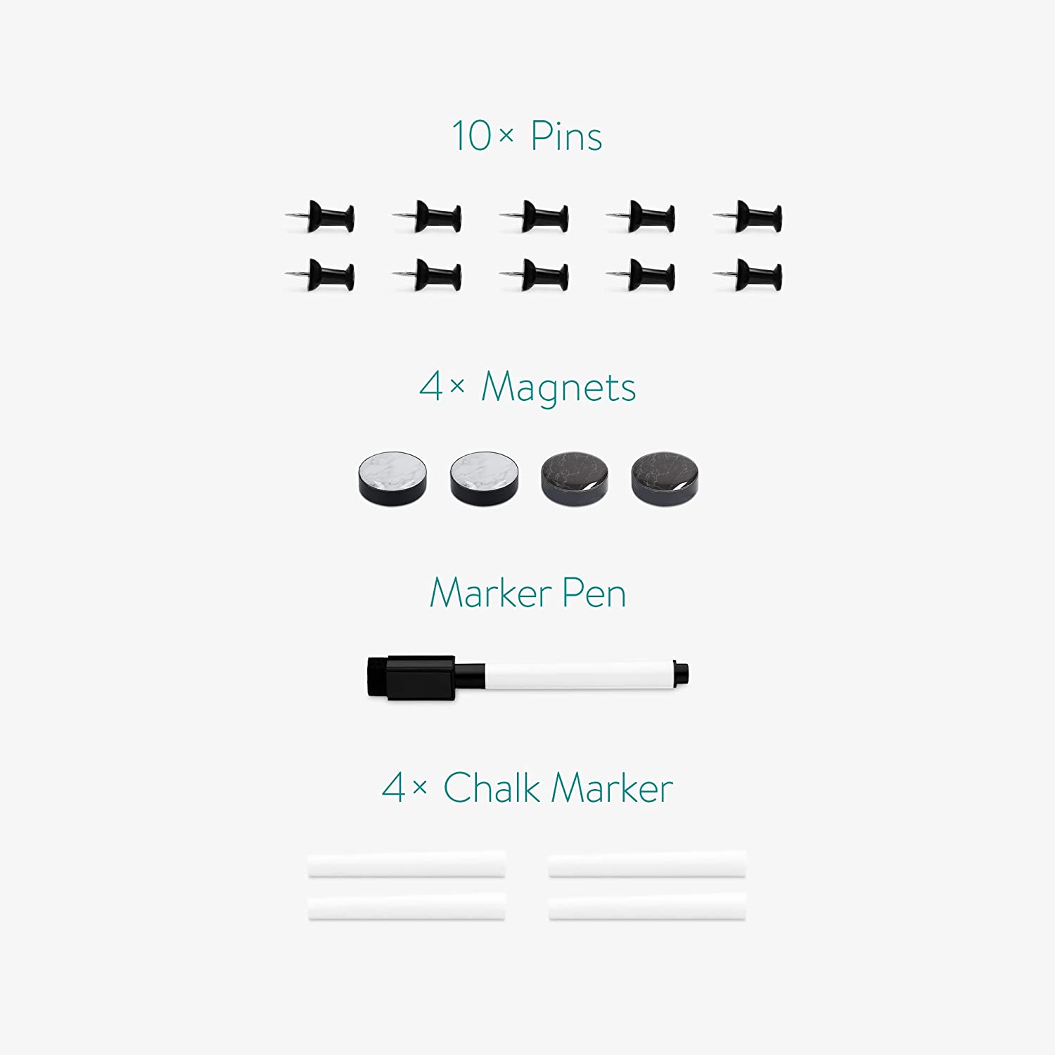 Navaris Combination Board 3 in 1 - Πίνακας 3 σε 1 με Μαυροπίνακα - Φελλό - Μαγνητικό Πίνακα 70 x 50cm - Black - 47164.01.2