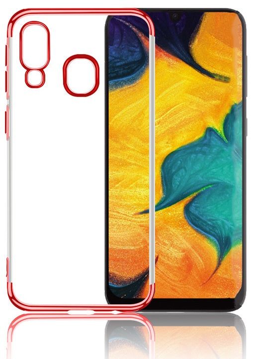 OEM Samsung Galaxy A40 Electroplating Θήκη Σιλικόνης TPU - Red - Διάφανη