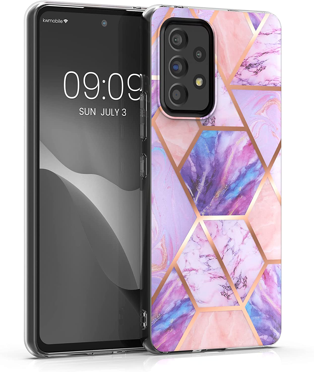 KW Samsung Galaxy A53 5G Θήκη Σιλικόνης TPU Design Glory Marble Mix - Pink / Rose Gold - 58846.02