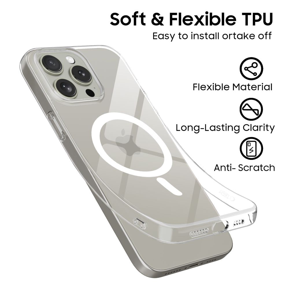 Tech-Protect iPhone 15 Pro Max Flexair Θήκη Σιλικόνης TPU με MagSafe - Διάφανη