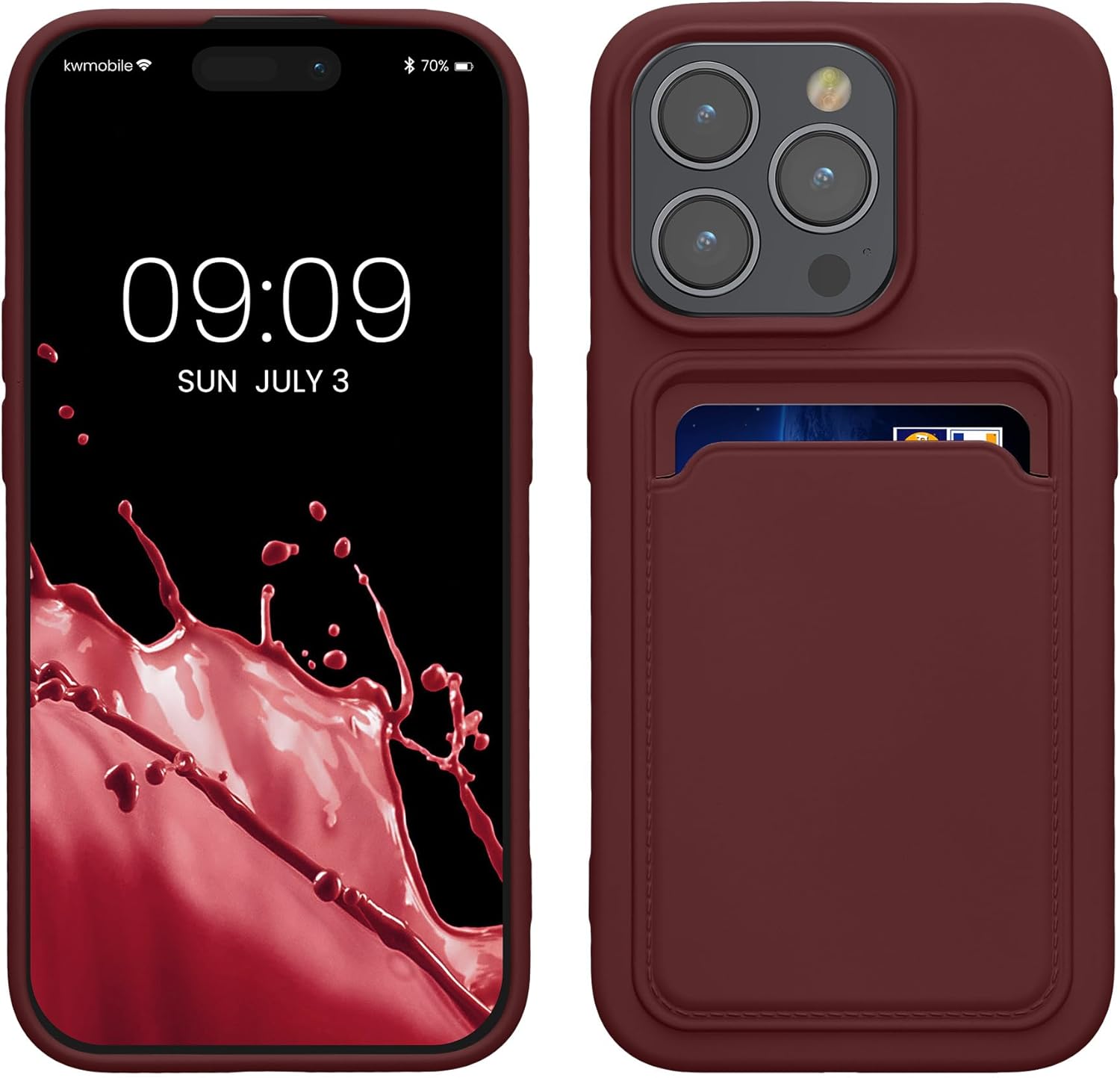 KW iPhone 15 Pro Θήκη Σιλικόνης TPU με Υποδοχή για Κάρτα - Tawny Red