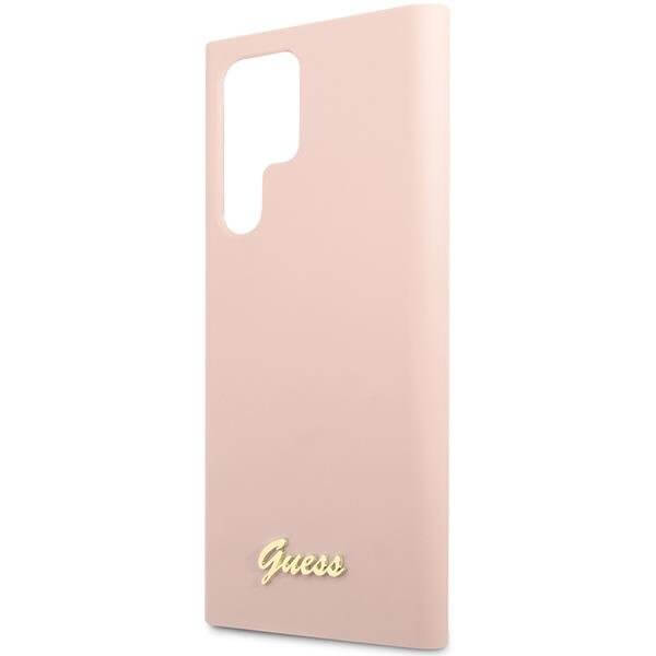 Guess Samsung Galaxy S23 Ultra Silicone Script Metal Logo Θήκη Σιλικόνης - Pink - GUHCS23LLSLMGPP