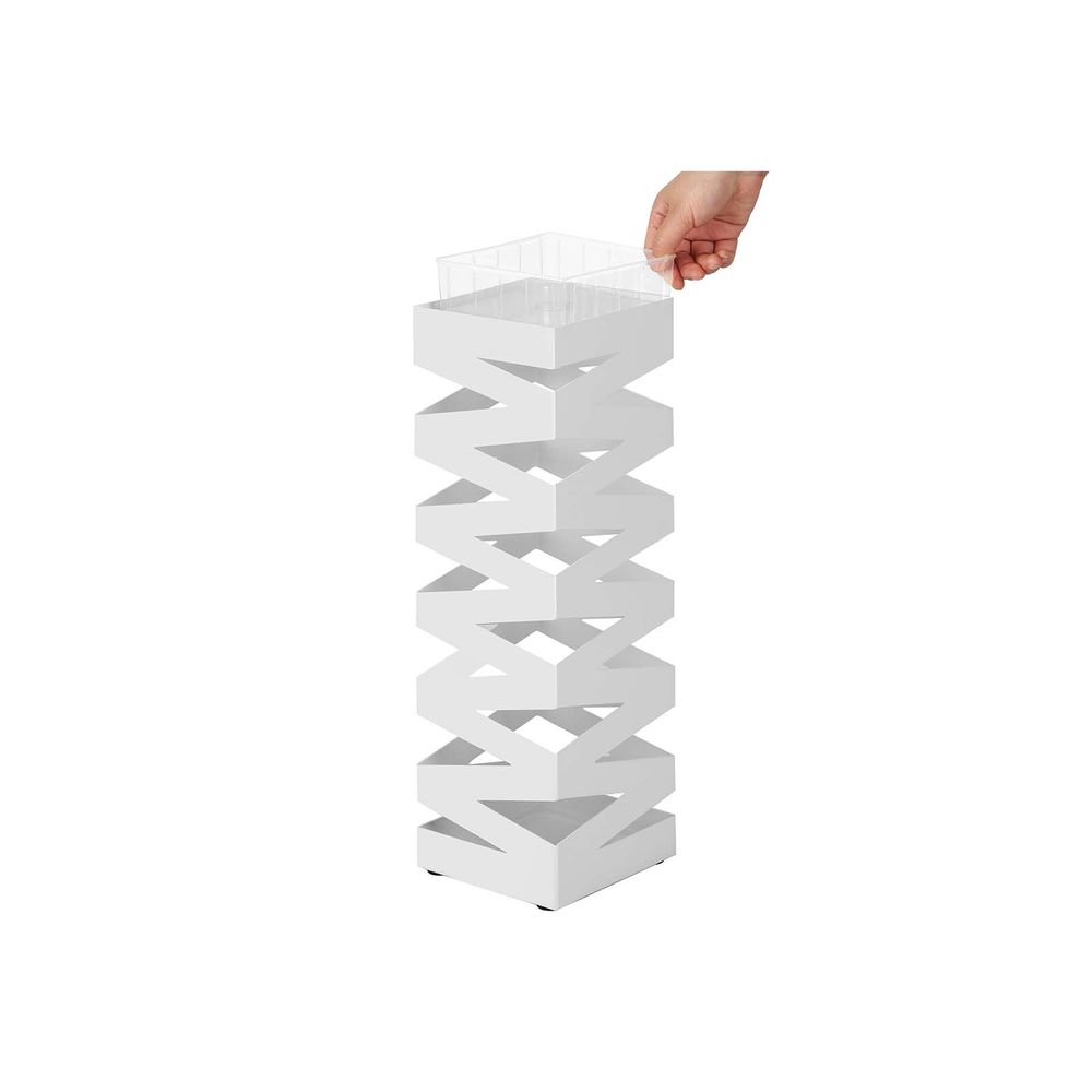 Songmics Μεταλλική Ομπρελοθήκη με 4 Γάντζους - 15.5 x 15.5 x 49 cm - White - LUC16W