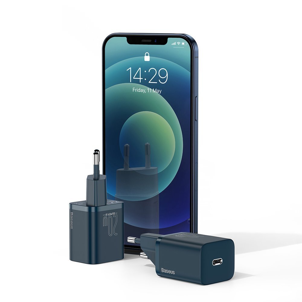 Baseus Super Si 1C PD 20W Οικιακός Φορτιστής με Θύρα Type-C - Blue - CCSUP-B03