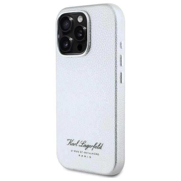 Karl Lagerfeld iPhone 16 Pro - FW Hotel RSG Σκληρή Θήκη με Επένδυση Συνθετικού Δέρματος - Grey - KLHCP16LPGWCMKHG
