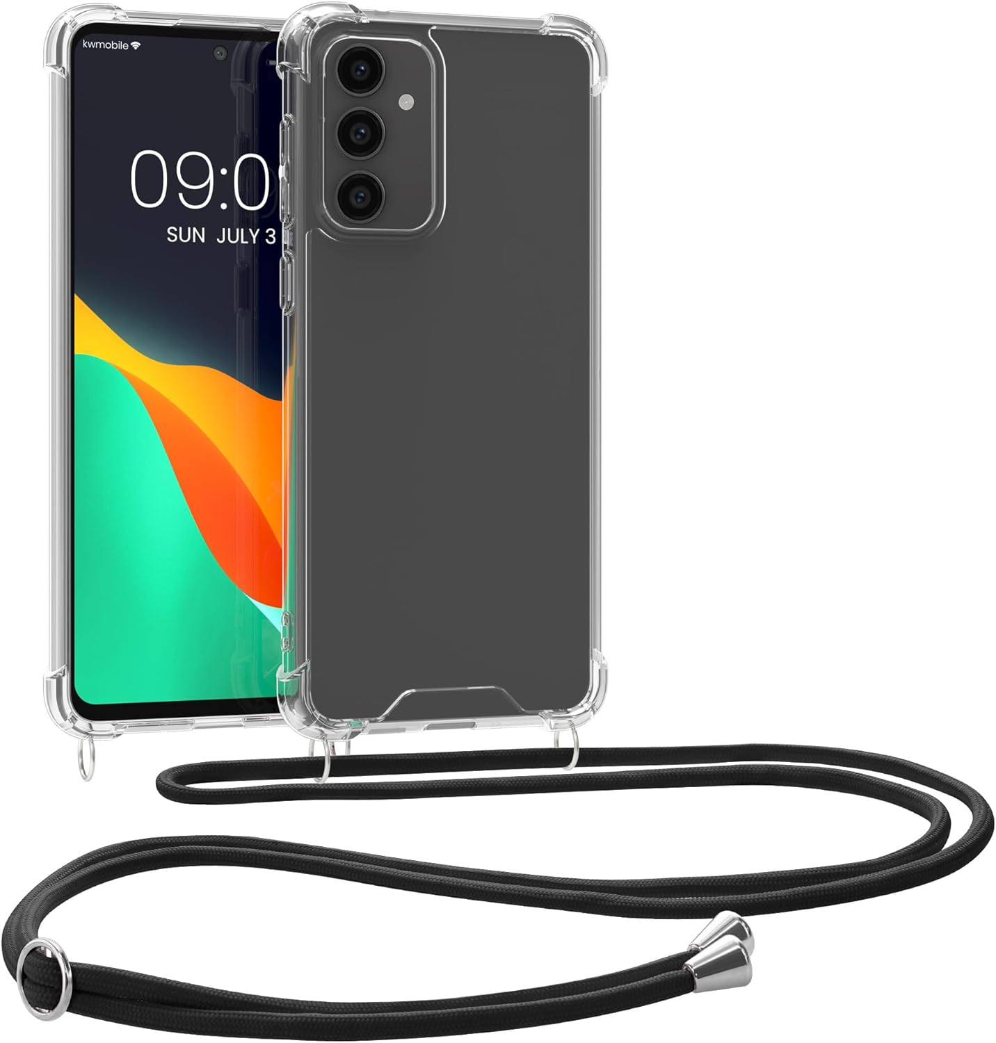 KW Samsung Galaxy S23 FE Θήκη Σιλικόνης TPU με Λουράκι - Διάφανη / Black