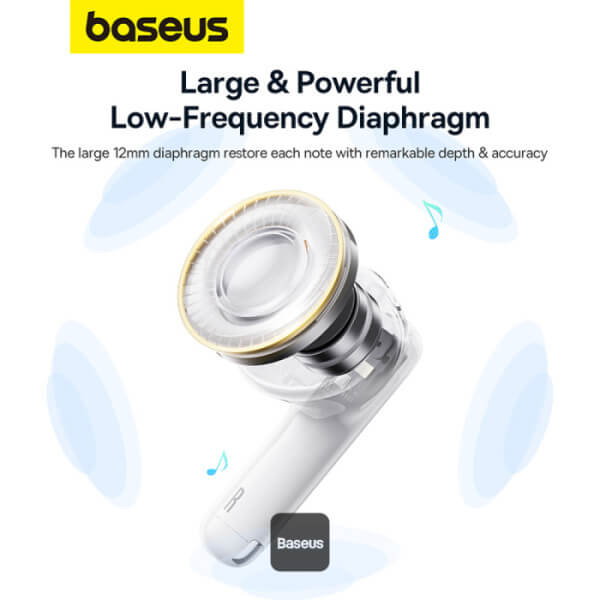 Baseus Bowie E13 - TWS Bluetooth 5.3 - Ασύρματα ακουστικά για Κλήσεις / Μουσική - White