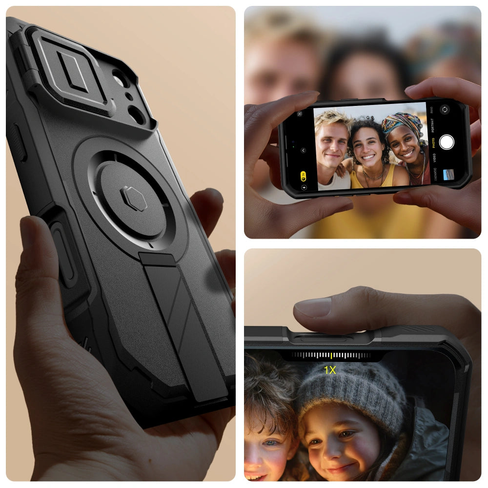 Tech-Protect iPhone 17 Pro Max - Kevlar MagSafe - Σκληρή Θήκη με Προστασία για την Οθόνη / την Κάμερα και Stand - Black