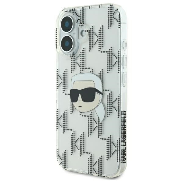 Karl Lagerfeld iPhone 16 - IML Karl Head Electroplated Σκληρή Θήκη με Πλαίσιο Σιλικόνης - Διάφανη - KLHCP16SHKLPKHT