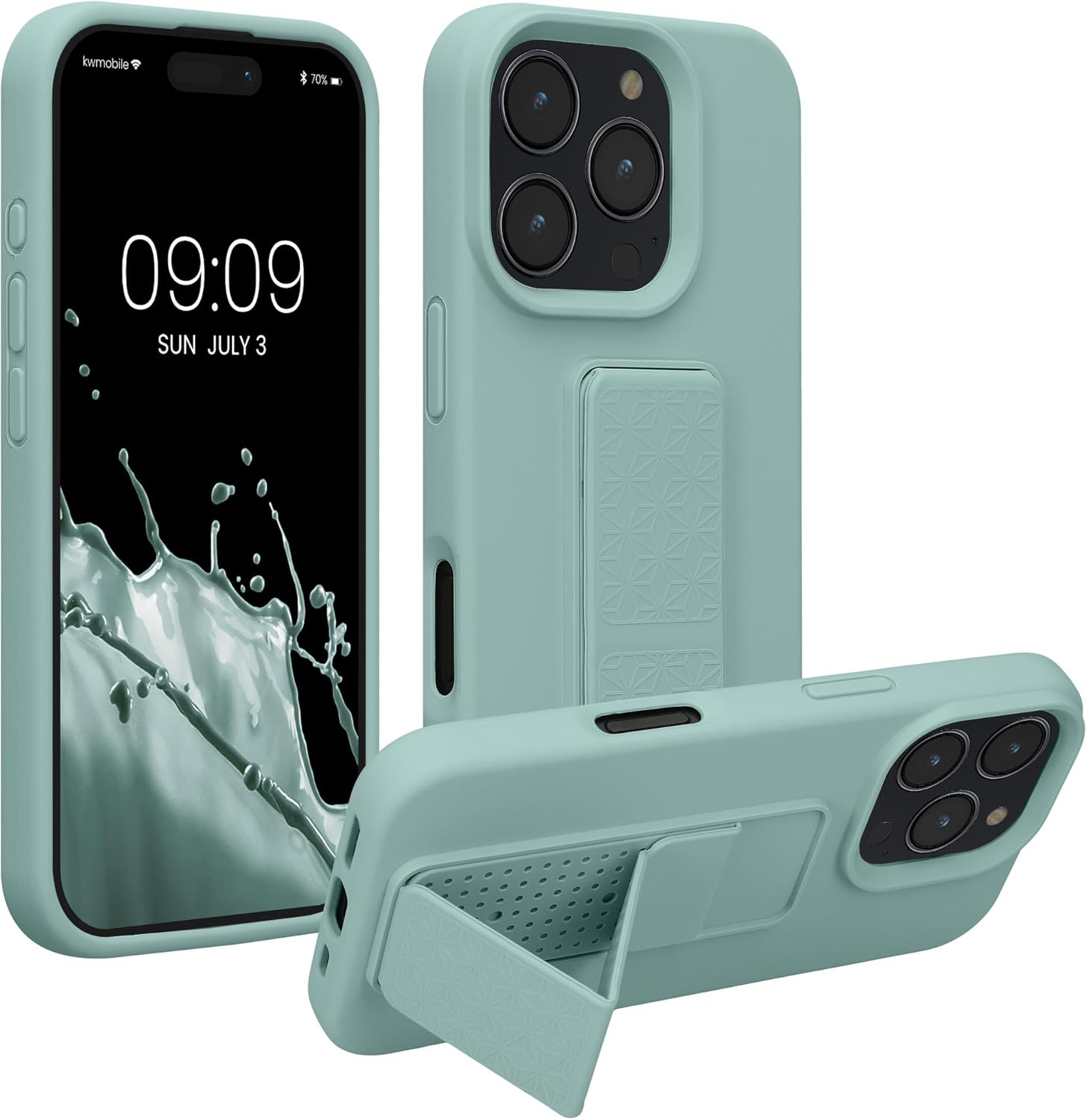 KW iPhone 16 Pro Θήκη Σιλικόνης TPU με Finger Holder - Mint Green