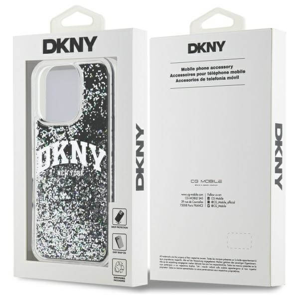 DKNY iPhone 16 - Liquid Glitter Arch Logo - Σκληρή Θήκη με Πλαίσιο Σιλικόνης - Black
