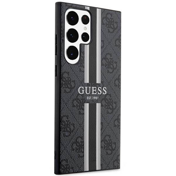 Guess Samsung Galaxy S23 Ultra - 4G Printed Stripe Θήκη με Επένδυση Συνθετικού Δέρματος - Black - GUHCS23LP4RPSK