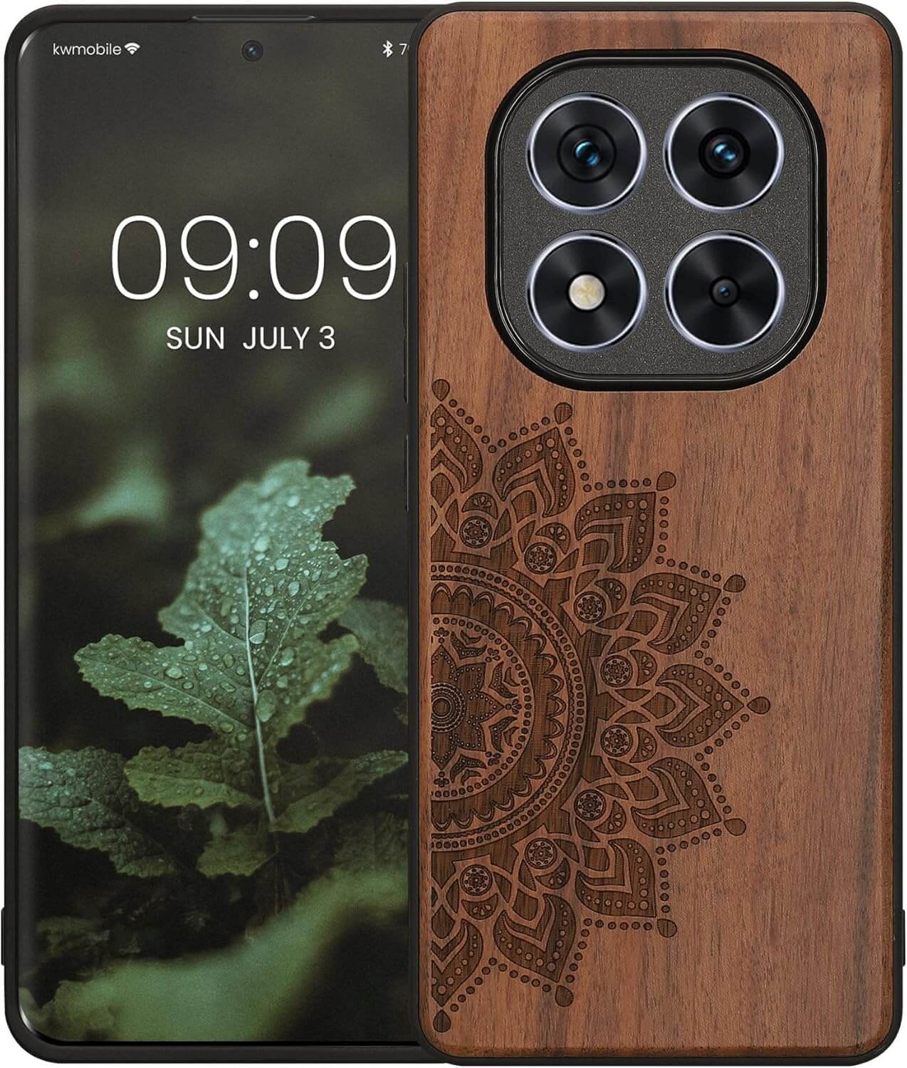 KW Xiaomi Redmi Note 14 Pro 5G / Poco X7 Θήκη από Φυσικό Ξύλο - Design Rising Sun - Dark Brown