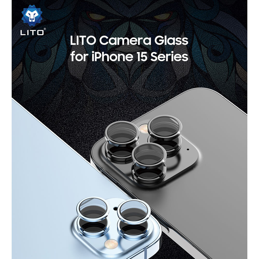 Lito iPhone 15 Pro / 15 Pro Max - S+ Camera Glass Protector - Αντιχαρακτικό Γυαλί για την Κάμερα - Black Titanium