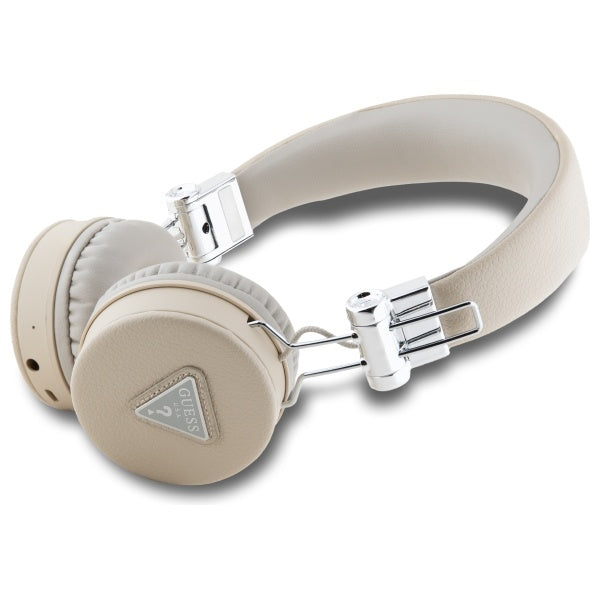 Guess Over-Ear Grained Classic Round Shape - Ασύρματα Bluetooth Ακουστικά - Beige