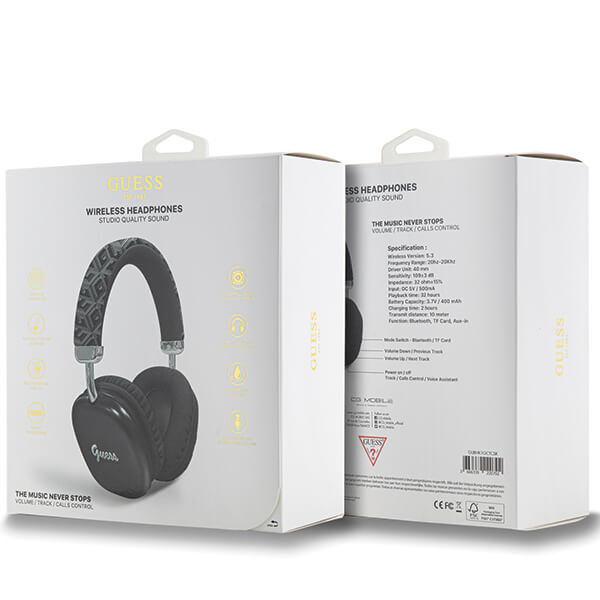 Guess Over-Ear Gcube Metallic Script Logo - Ασύρματα Bluetooth Ακουστικά - Black