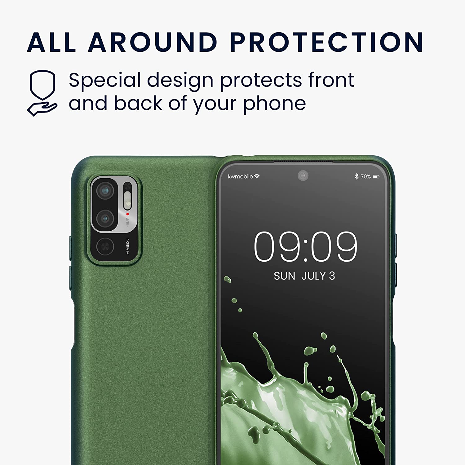 KW Xiaomi Redmi Note 10 5G / Poco M3 Pro 5G Θήκη Σιλικόνης TPU - Metallic Forest Green - 57664.233