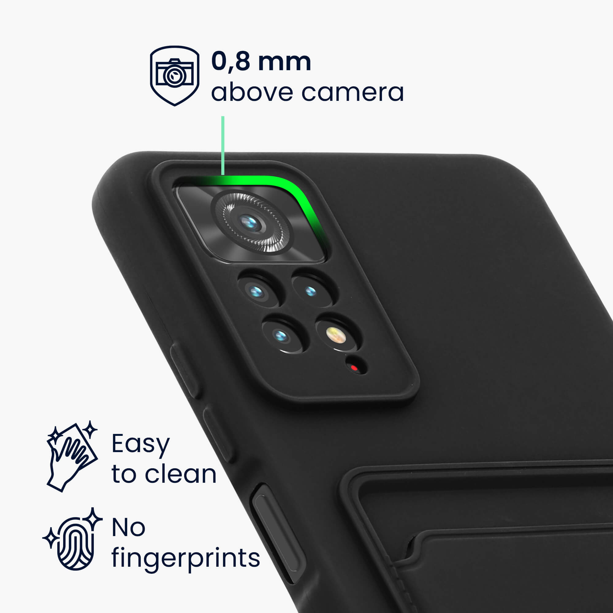 KW Xiaomi Redmi Note 11 Pro / 11 Pro 5G Θήκη Σιλικόνης TPU με Υποδοχή για Κάρτα - Matt Black - 58923.47