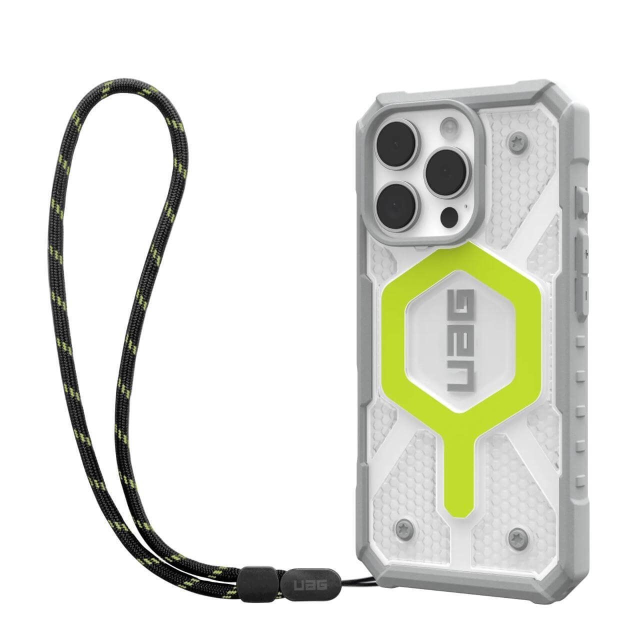 UAG iPhone 16 Pro Max Pathfinder Clear MagSafe Σκληρή Θήκη με Λουράκι και MagSafe - Active Neon Lanyard