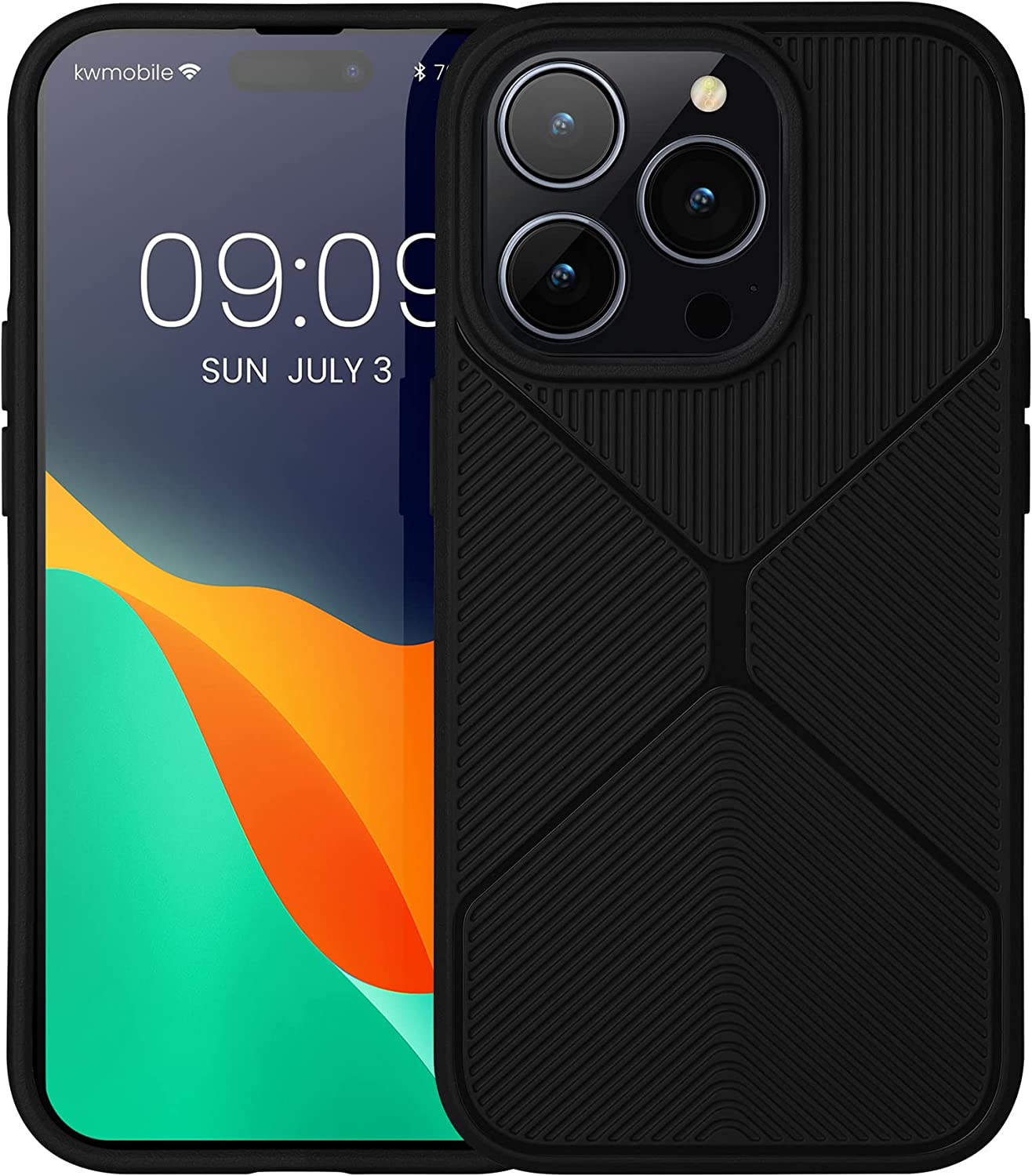 KW iPhone 14 Pro Θήκη Σιλικόνης TPU - Design Geometric - Black - 60358.01