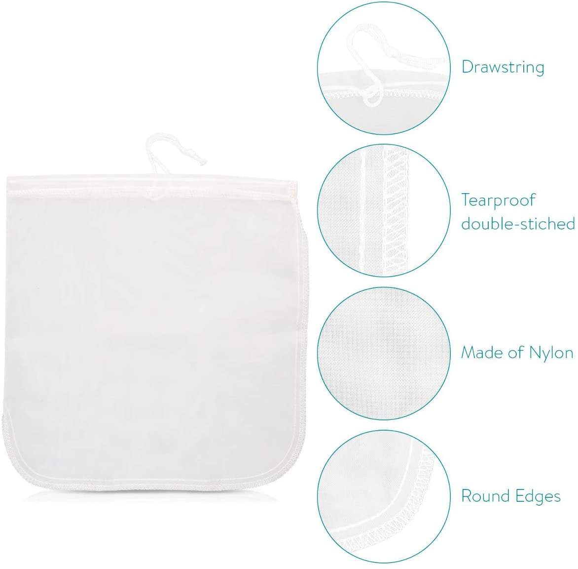 Navaris Organic Nut Milk Bag Σακούλα Γάλακτος - Large 30 x 30cm - White - 44348.03